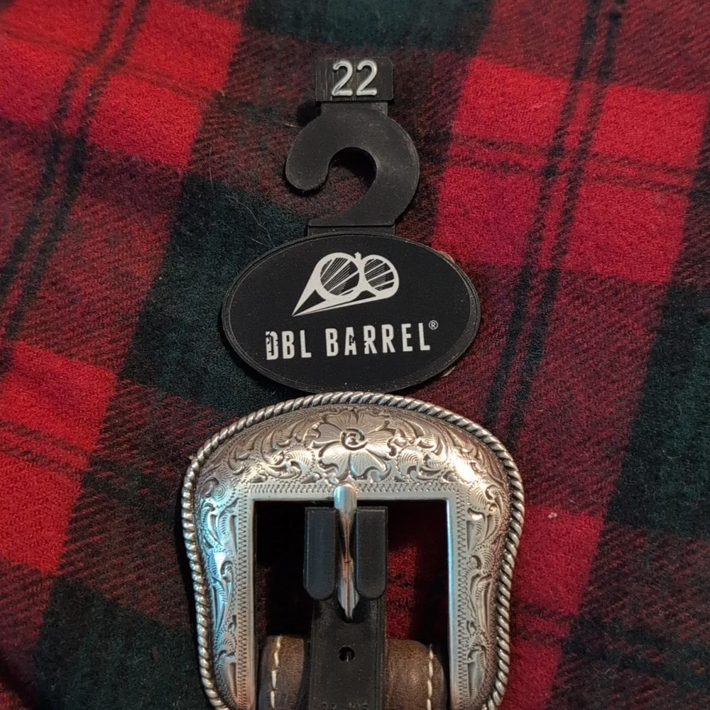 DBL Barrel Belt Girls Size 22 Brown and Lime Green‎ Belt Cowgirl NWT Flawed